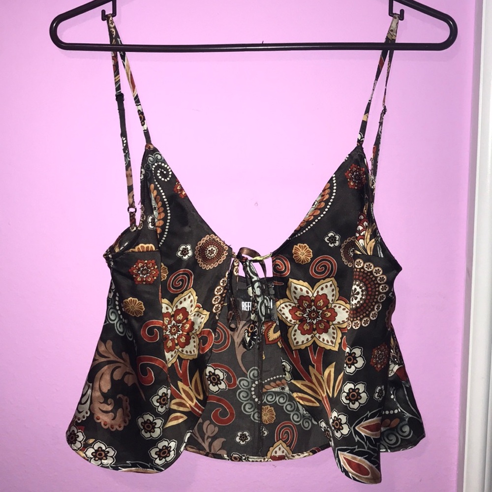 Reformation Tie Front Silk Top